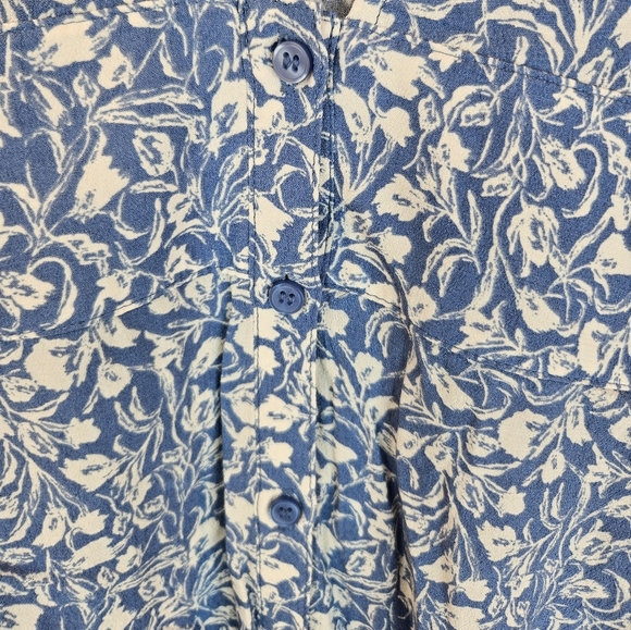 Chelsea 28 Womens Blue & White Floral Print Bailey Romper Sz 2XL Deep V-Neck - Picture 5 of 13